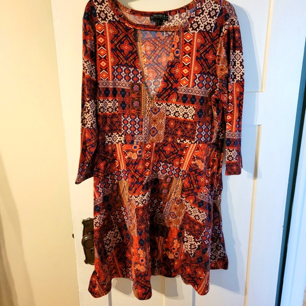 Plus Dress Key Hole Neck